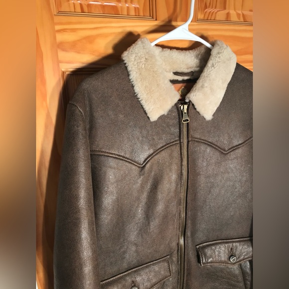 Men’s The Territory Ahead Leather Brown Sherpa Fur Lined Coat Mens Jacket Small - Picture 4 of 15
